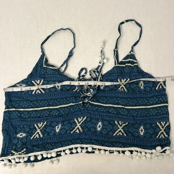 RAGA CROP TANK BLUE & WHITE BOHEMIAN SIZE LARGE - Picture 8 of 12